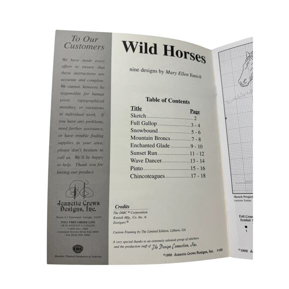 Vintage Wild Horses Cross Stitch Design Booklet JEANETTE CREWS DESIGN 1998 #180 - Picture 3 of 3